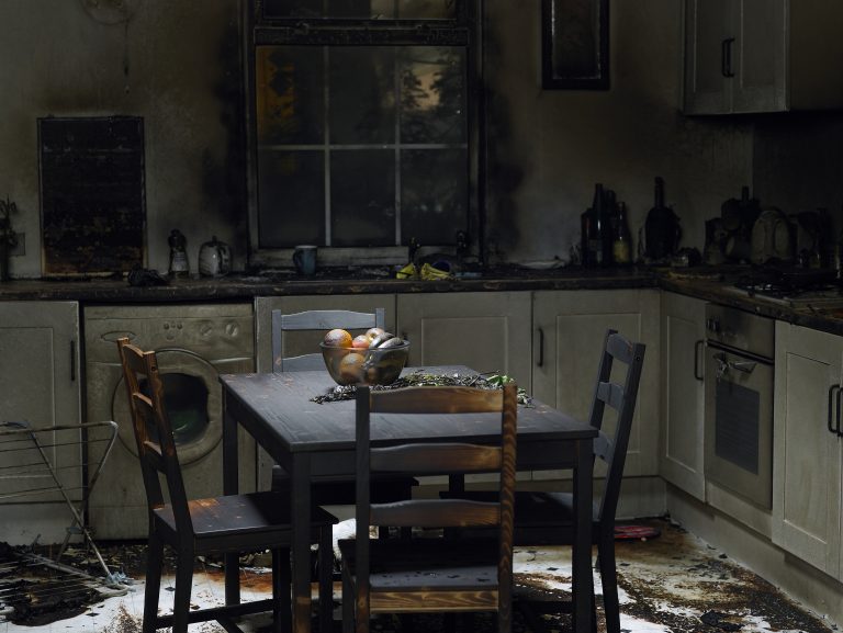 Smoke and fire damaged kitchen — smoke restoration South Florida