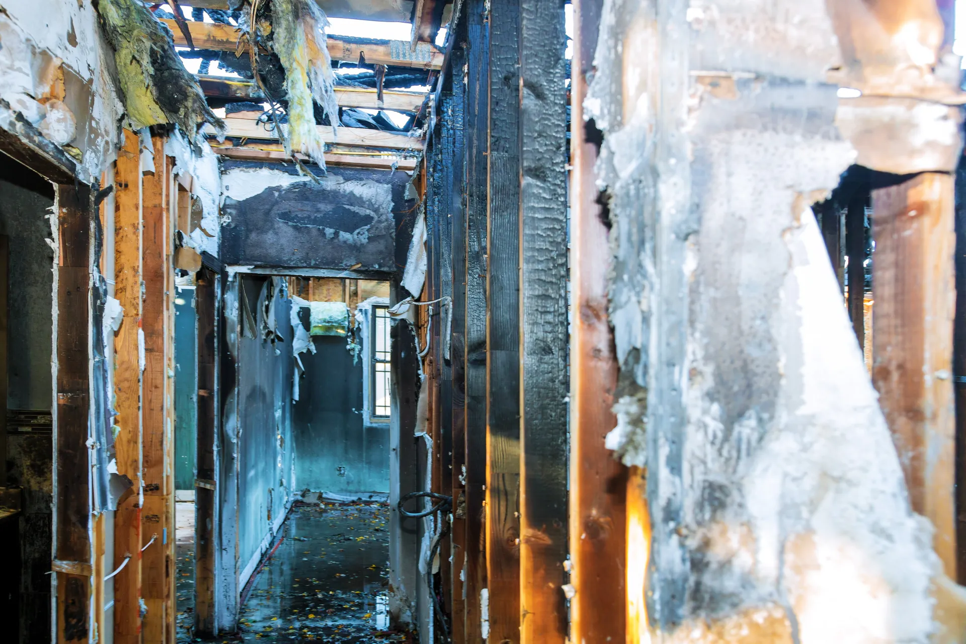 Fire-damaged interior under restoration by ITD: South Florida